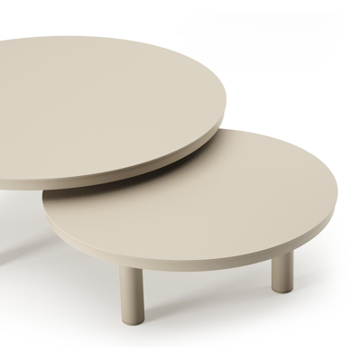 Tables basses Lindo en aluminium beige - Diam. 85 x Haut. 27 cm, Diam. 65 x Haut. 21 cm