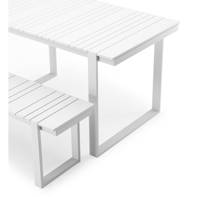 Merida loungetafel en bank in wit aluminium en wit - L 123 x B 70 x H 69.5 cm