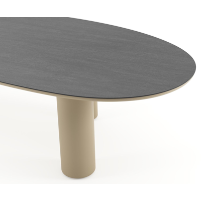 Amico tuintafel mango in beige aluminium en volkeramiek Basalt Black - L 320 x B 140 x H 73.5 cm