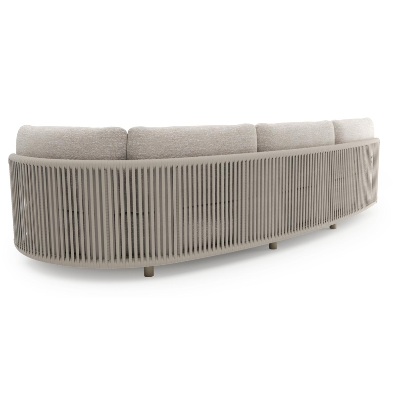 Lomano loungebank in beige aluminium en beige verticaal geweven luxe vlakke rope met tundra sand all weather sunbrella® luxe kussen