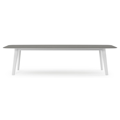 Lacrima tuintafel bootvorm in wit aluminium en volkeramiek Calatorao - L 315 x B 115 x H 73 cm