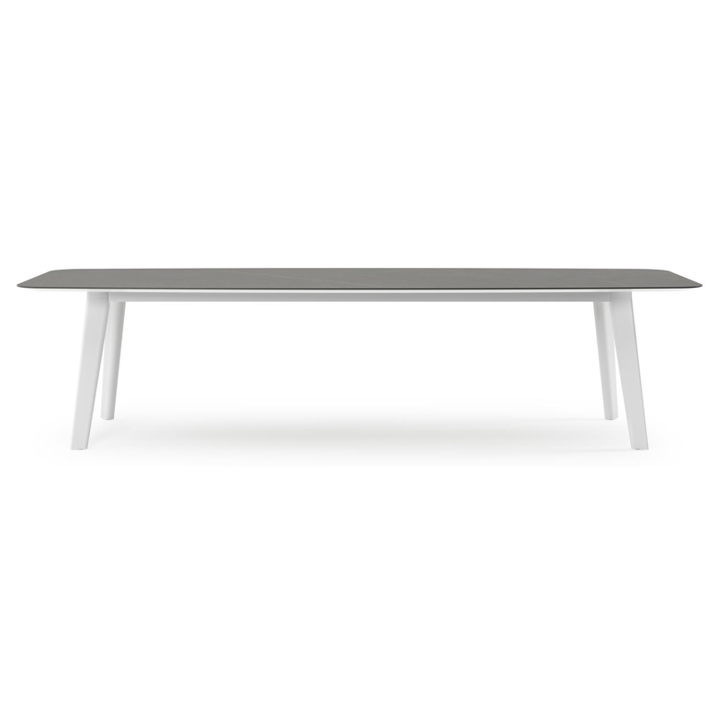Lacrima tuintafel bootvorm in wit aluminium en volkeramiek Calatorao - L 315 x B 115 x H 73 cm