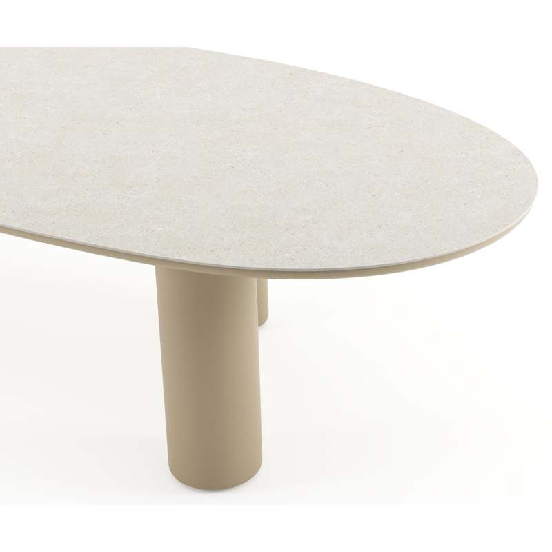 Amico tuintafel mango in beige aluminium en volkeramiek Shilin - L 320 x B 140 x H 73.5 cm