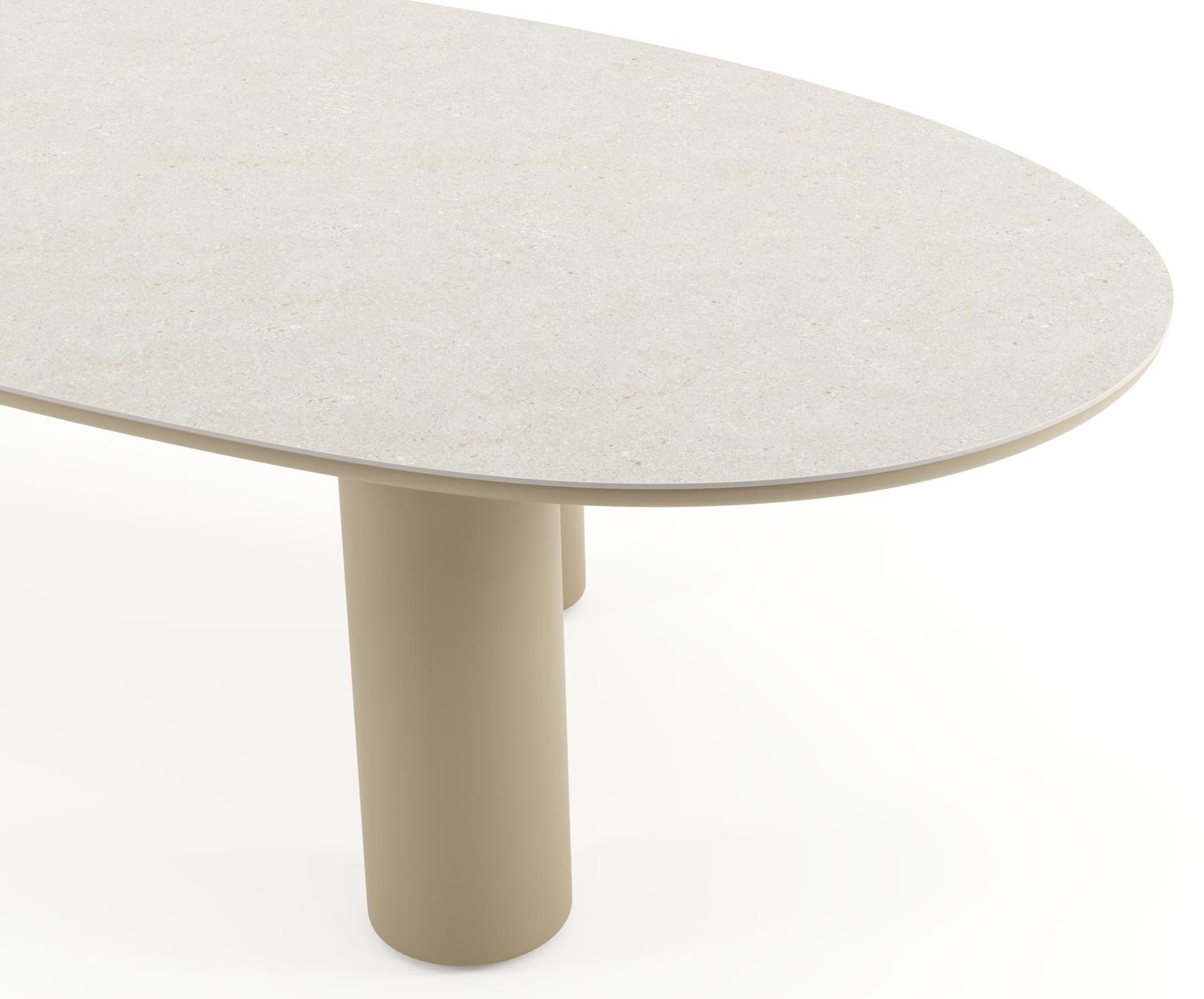 Table de jardin Amico mangue en aluminium beige et céramique pleine Shilin - Lg. 320 x Lrg. 140 x Haut. 73.5 cm