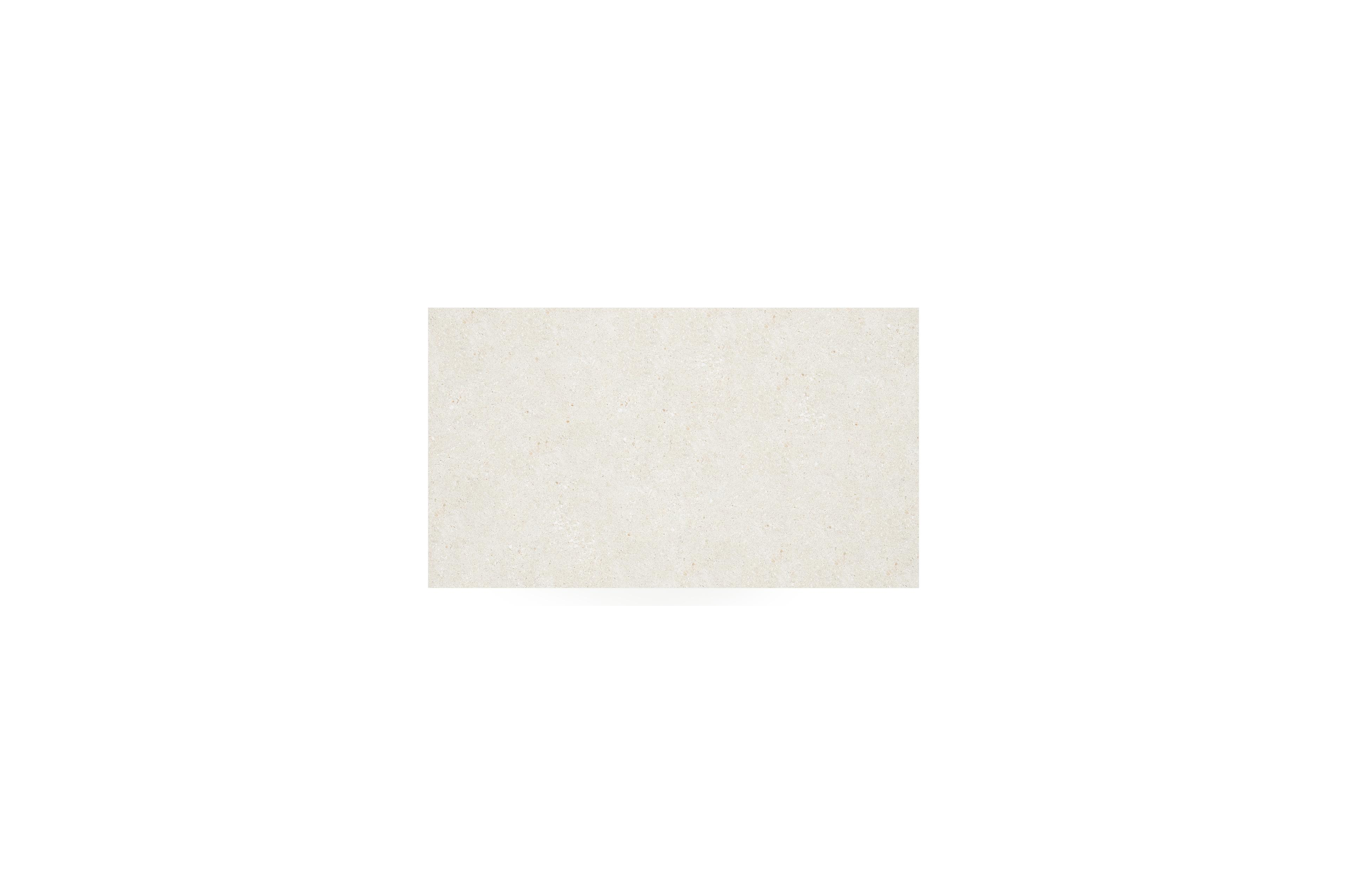 Cirello Pop up loungetafel in wit aluminium en beige volkeramiek - L 140 x B 80 x H 71,6 cm