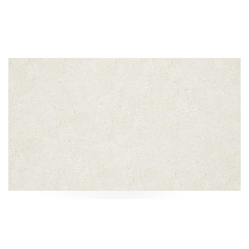 Cirello Pop up loungetafel in wit aluminium en beige volkeramiek - L 140 x B 80 x H 71,6 cm