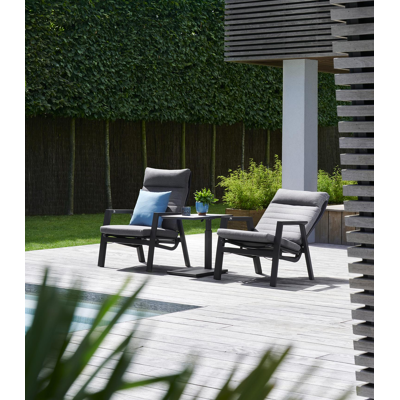 Prato balkonset in zwart aluminium met grijs weather+ textilene kussens