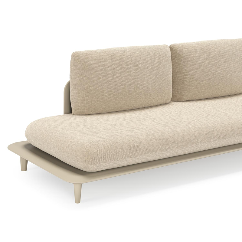 Bomero loungehoek in beige aluminium met althea chalk all weather cosytica kussen