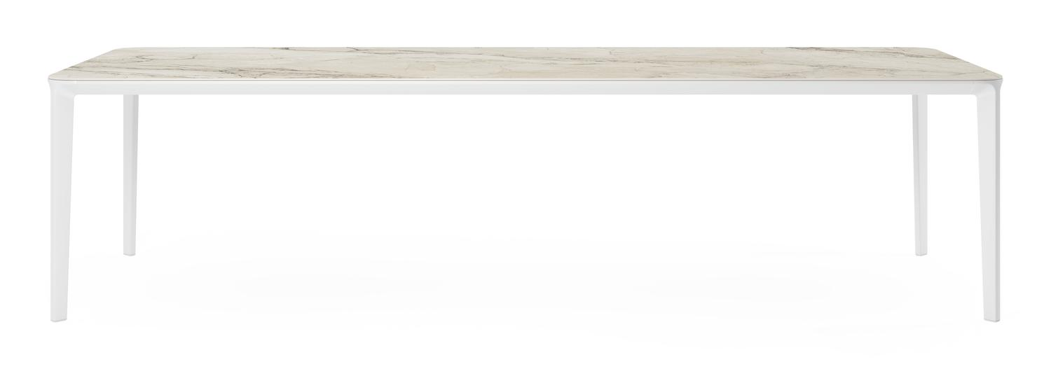 Urbino tuintafel rechthoekig afgerond in wit aluminium en volkeramiek colorado dunes - L 290 x B 110 x H 74 cm