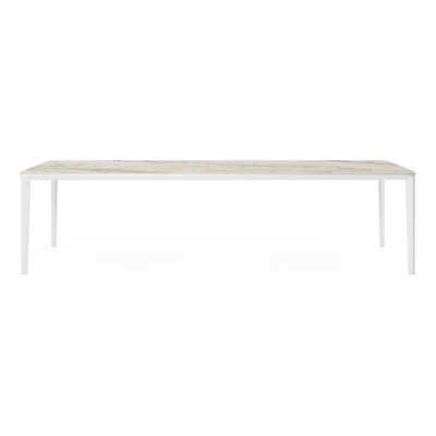 Urbino tuintafel rechthoekig afgerond in wit aluminium en volkeramiek colorado dunes - L 290 x B 110 x H 74 cm