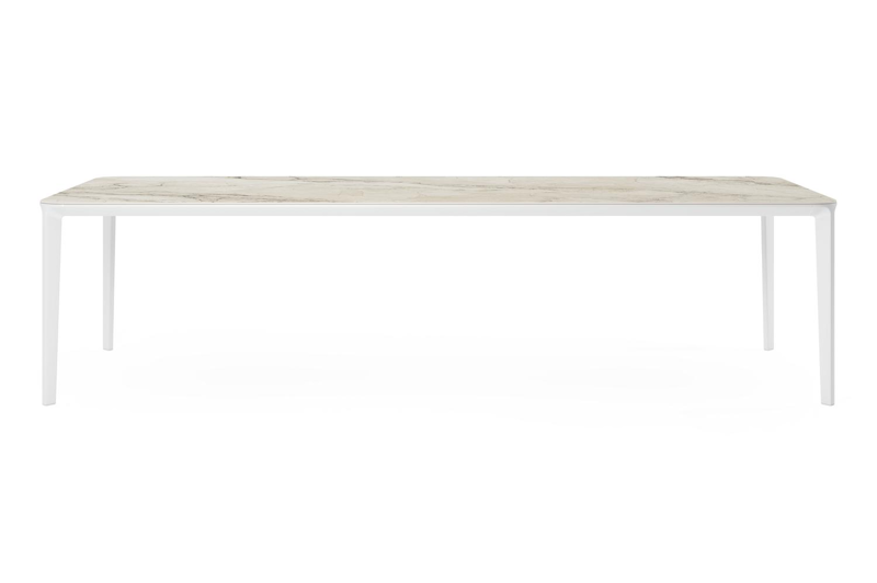 Urbino tuintafel rechthoekig afgerond in wit aluminium en volkeramiek colorado dunes - L 290 x B 110 x H 74 cm