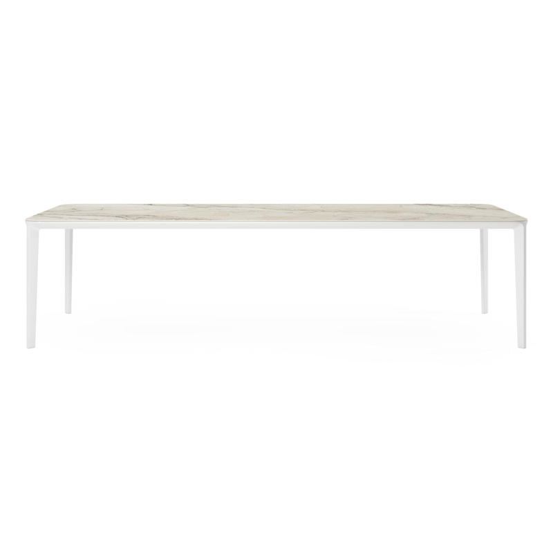 Urbino tuintafel rechthoekig afgerond in wit aluminium en volkeramiek colorado dunes - L 290 x B 110 x H 74 cm