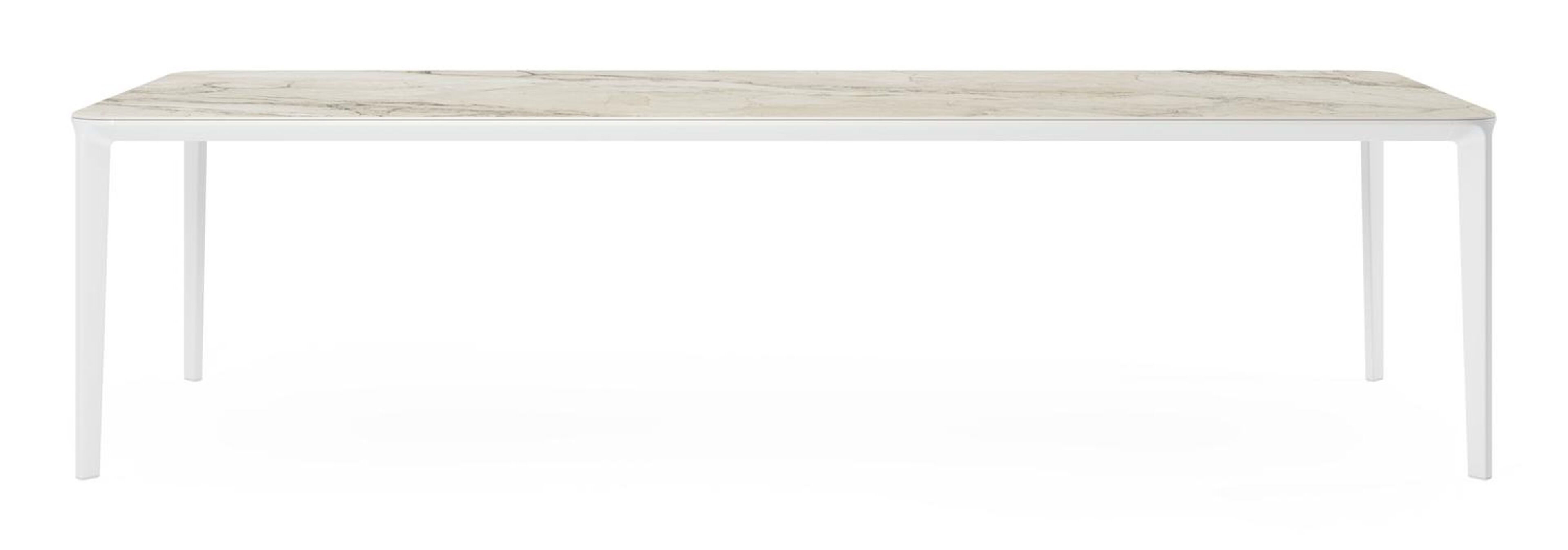 Urbino tuintafel rechthoekig afgerond in wit aluminium en volkeramiek colorado dunes - L 290 x B 110 x H 74 cm