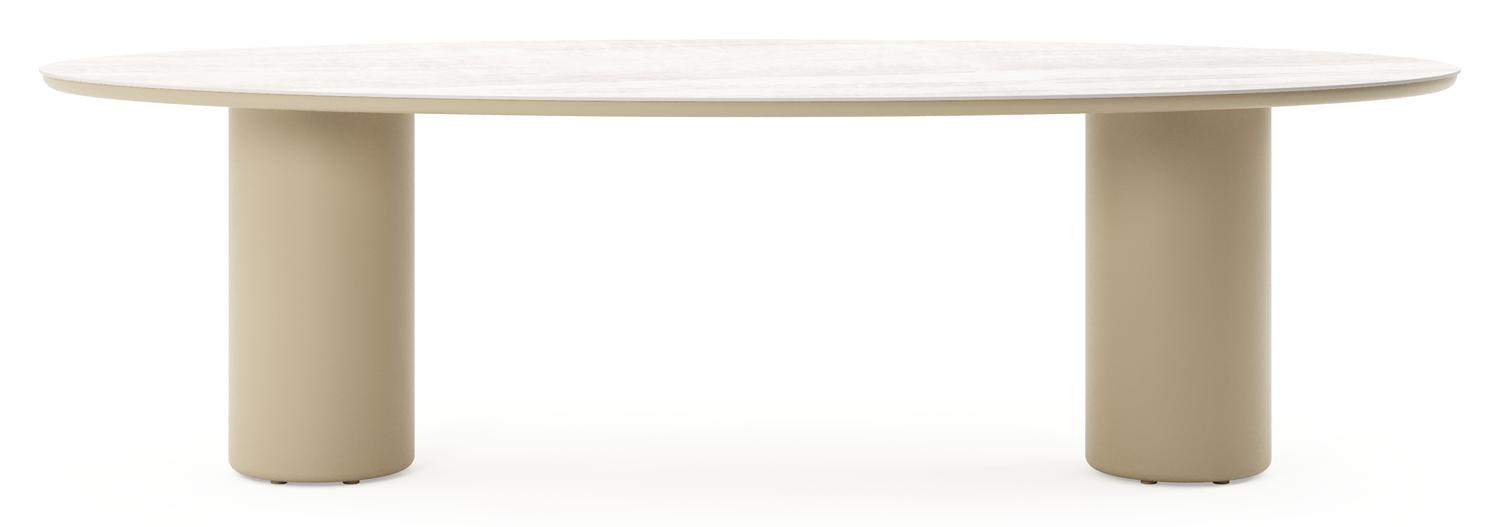 Amico tuintafel ovaal in beige aluminium en volkeramiek Taj Mahal - L 260 x B 125 x H 73.5 cm