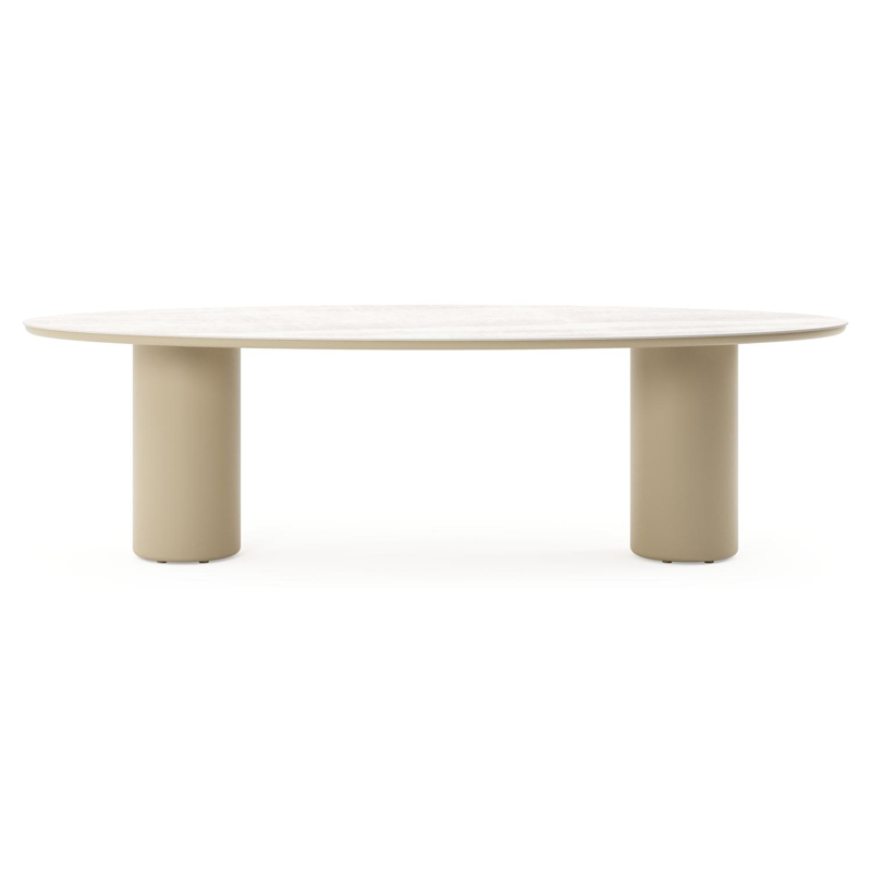 Amico tuintafel ovaal in beige aluminium en volkeramiek Taj Mahal - L 260 x B 125 x H 73.5 cm