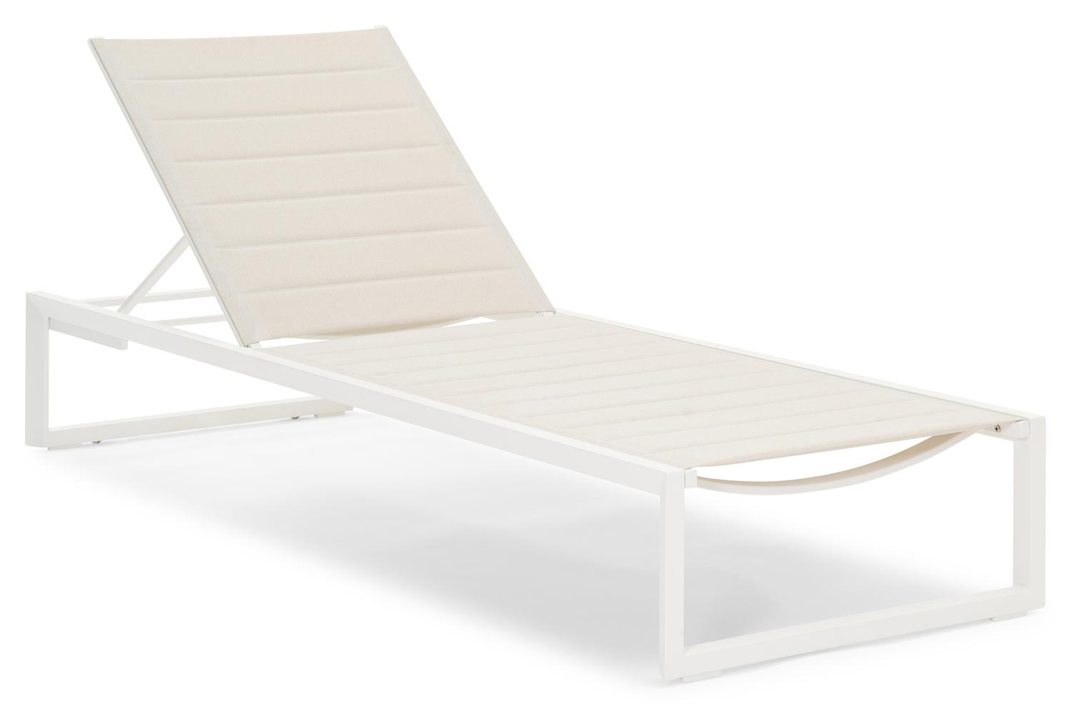 Cirello verstelbaar ligbed in wit aluminium en beige comfort textilene