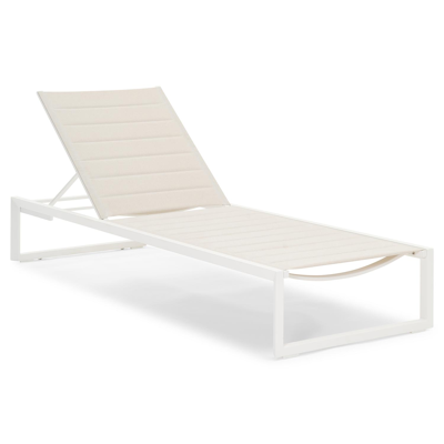 Cirello verstelbaar ligbed in wit aluminium en beige comfort textilene