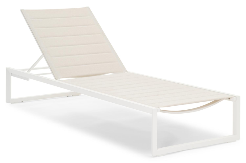 Cirello verstelbaar ligbed in wit aluminium en beige comfort textilene