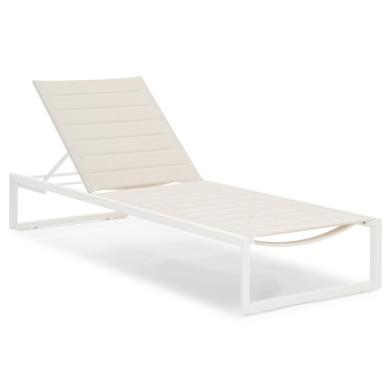 Cirello verstelbaar ligbed in wit aluminium en beige comfort textilene