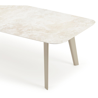 Lacirma tuintafel bootvorm in beige aluminium en volkeramiek Rapolano L 315 x B 115 cm