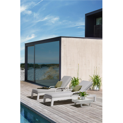 Nano bijzettafel in wit aluminium en wit glas - L 60 x B 60 x H 25 cm