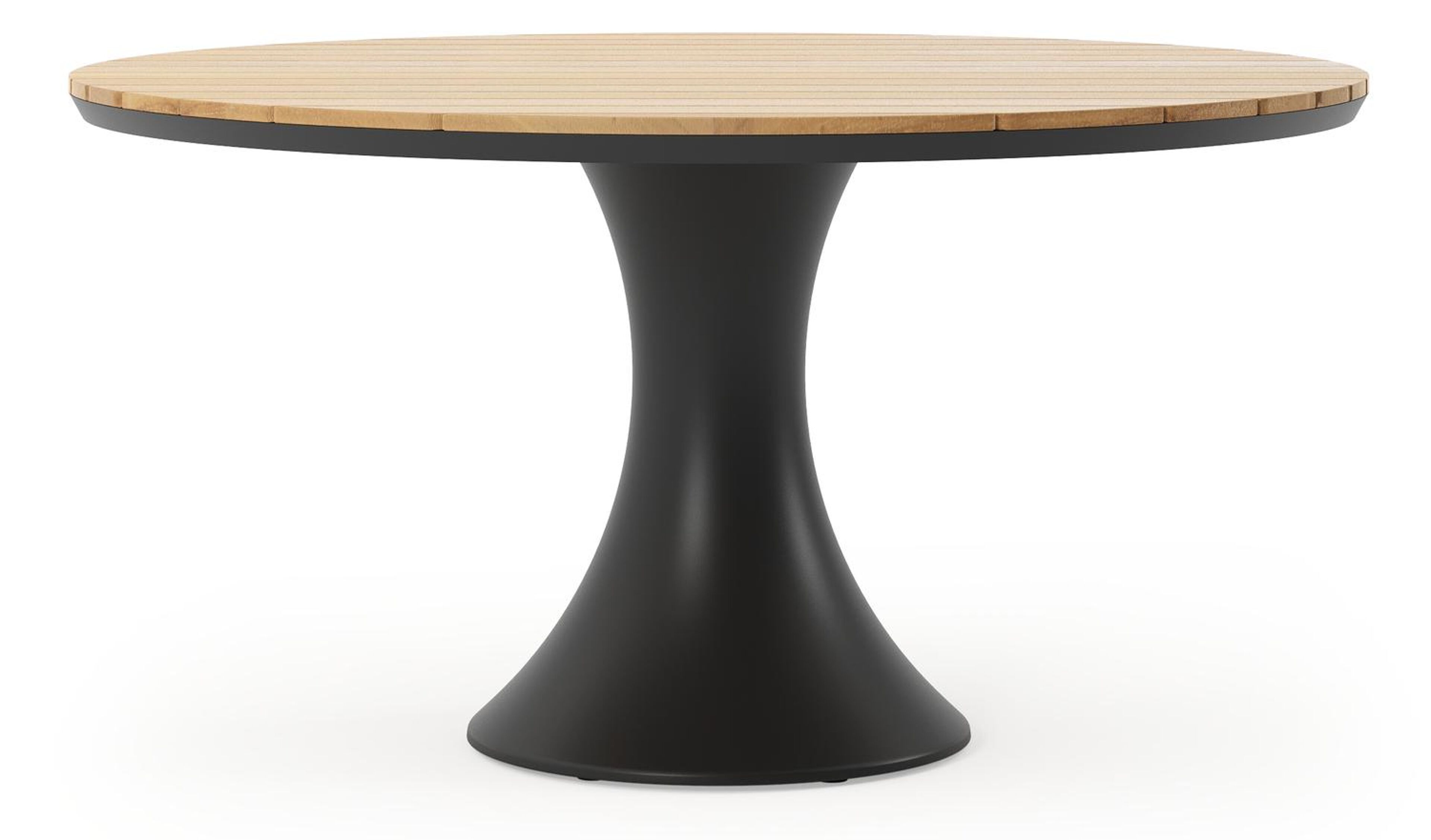 Fano tuintafel rond in zwart aluminium en teak - Dia. 148 x H 75 cm