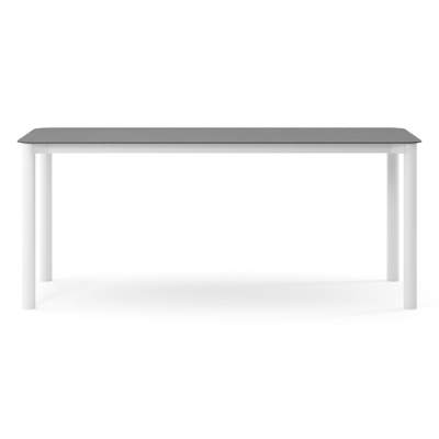 Orso tuintafel rechthoekig afgerond in wit aluminium en volkeramiek Basalt Black - L 200 x B 80 x H 74.5 cm
