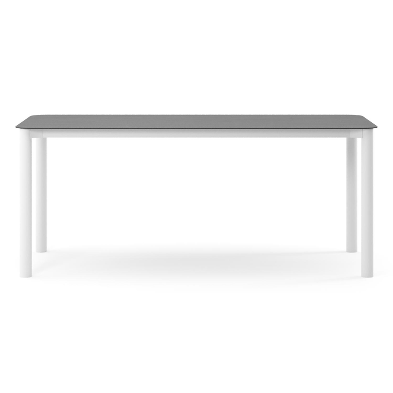 Orso tuintafel rechthoekig afgerond in wit aluminium en volkeramiek Basalt Black - L 200 x B 80 x H 74.5 cm