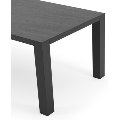 Nano tuintafel in zwart aluminium en volkeramiek basalt black - L 200 x B 100 x H 75 cm
