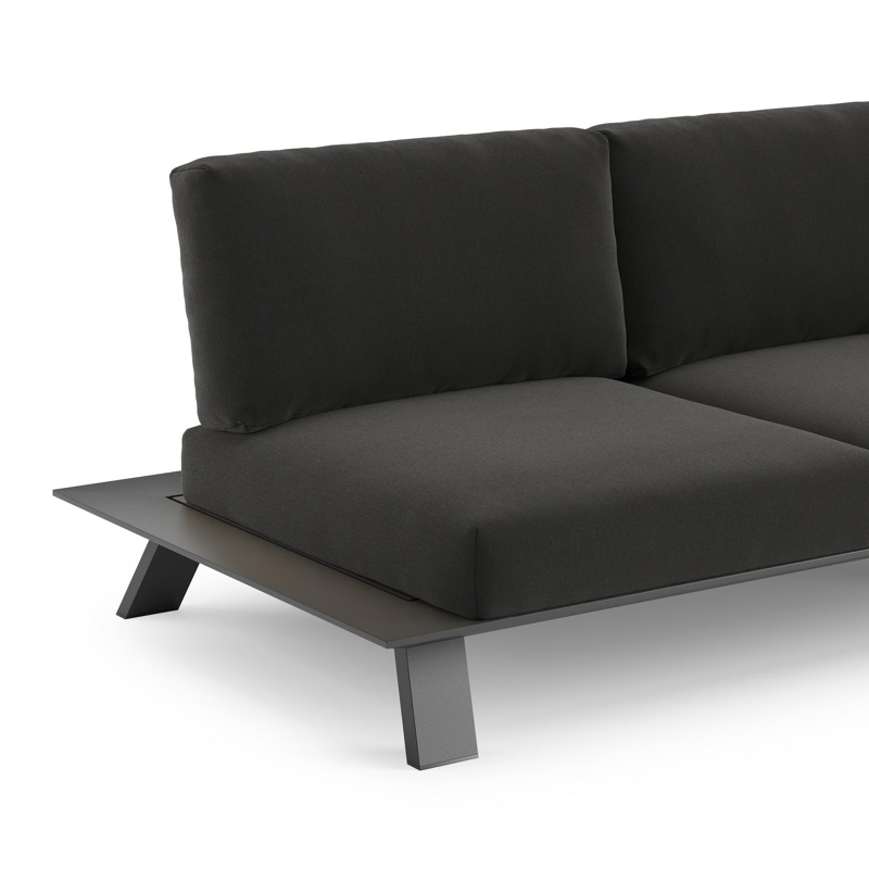 Cesano loungebank in zwart aluminium met natte sooty all weather Sunbrella® luxe kussen