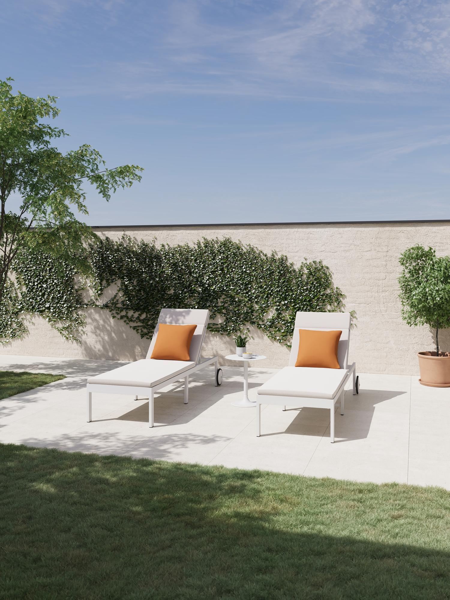 Set van 2 Alba ligbedden in wit aluminium