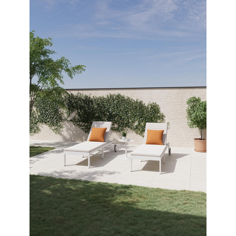 Set van 2 Alba ligbedden in wit aluminium