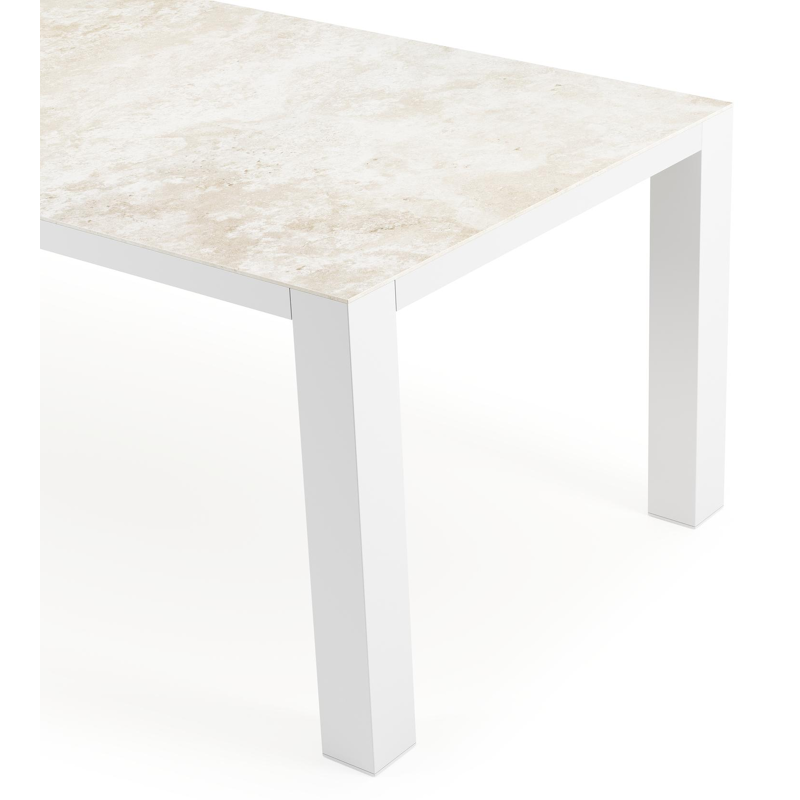 Ttable de jardin Nano rectangulaire en aluminium blanc et céramique pleine Rapolano Lg. 240 x Lrg. 100 cm