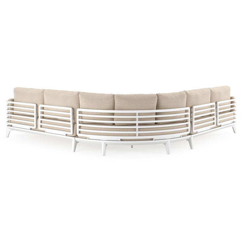 Salon de jardin d'angle Mosa en aluminium blanc avec coussins en weather+ softtouch rustic