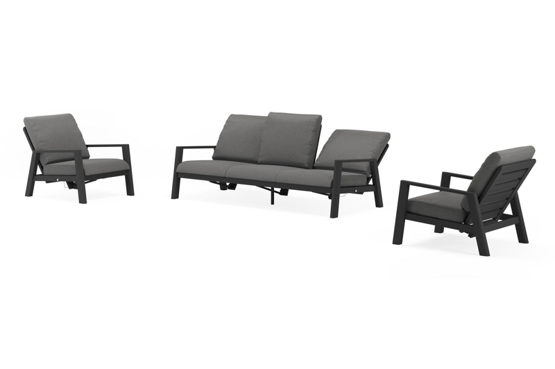 Cirello loungeset in zwart aluminium met savane tornado all weather sunbrella® luxe kussens