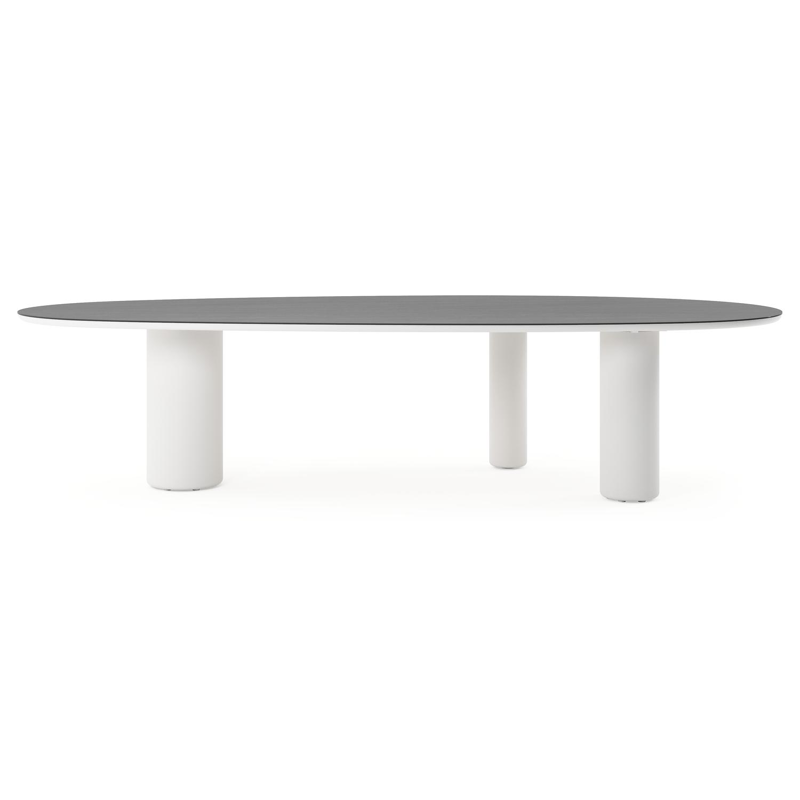 Amico tuintafel mango in wit aluminium en volkeramiek Basalt Black - L 320 x B 140 x H 73.5 cm