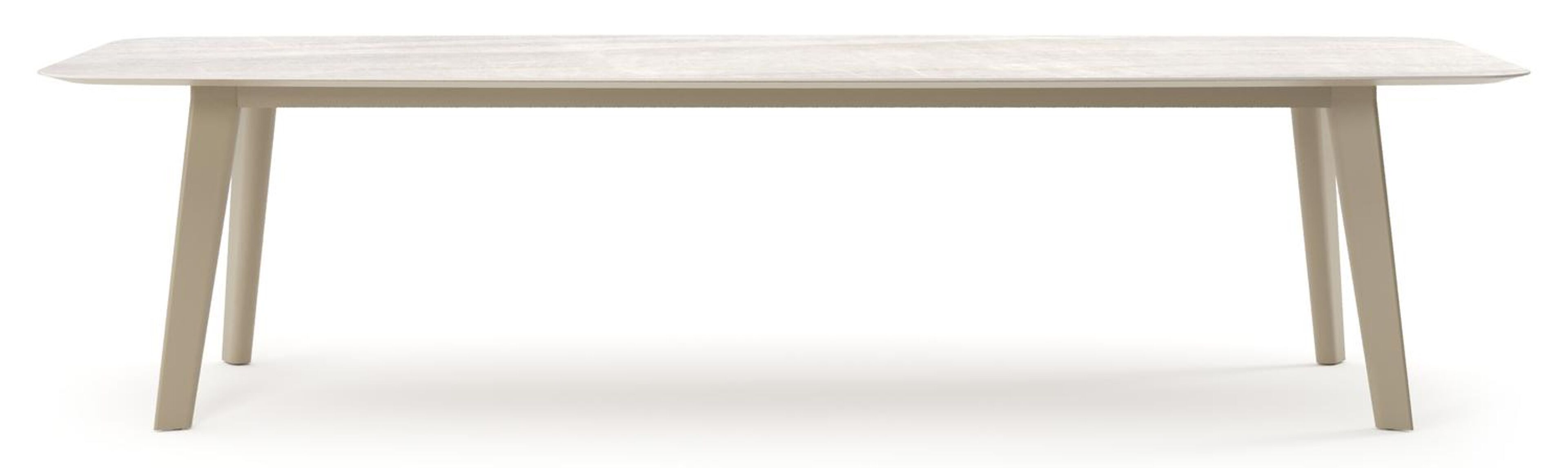 Lacrima tuintafel bootvorm in beige aluminium en volkeramiek Taj Mahal - L 315 x B 115 x H 73 cm