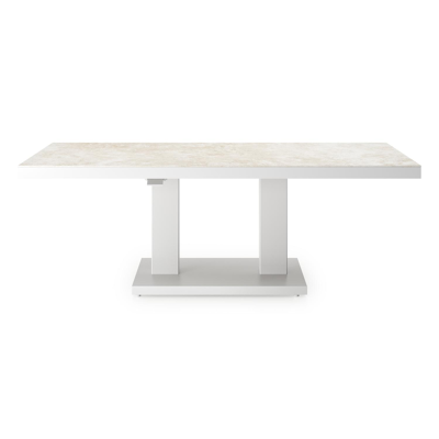 Cirello table basse pop-up rectangulaire en aluminium blanc et céramique pleine Rapolano - Lg. 140 x Lrg. 80 x Haut. 49.7 cm