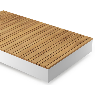 Como loungetafel in wit aluminium en naturel teak - L 140 x B 80 x H 20 cm