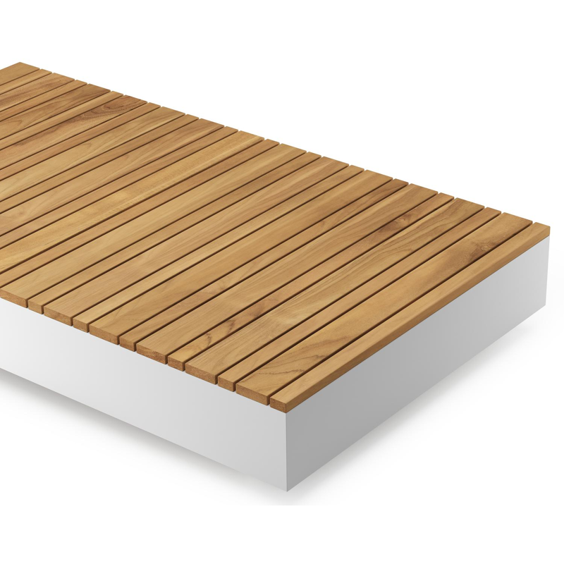 Como loungetafel in wit aluminium en naturel teak - L 140 x B 80 x H 20 cm