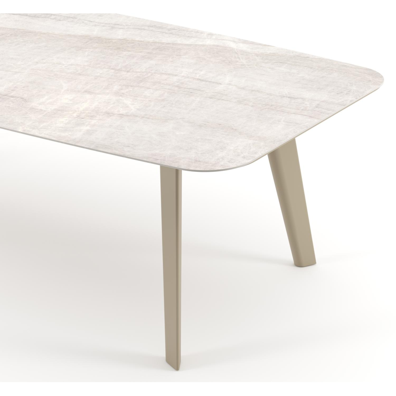 Lacrima tuintafel bootvorm in beige aluminium en volkeramiek Taj Mahal - L 255 x B 115 x H 74 cm