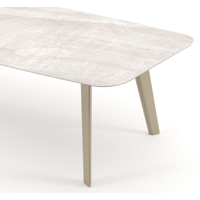Lacrima tuintafel bootvorm in beige aluminium en volkeramiek Taj Mahal - L 255 x B 115 x H 74 cm