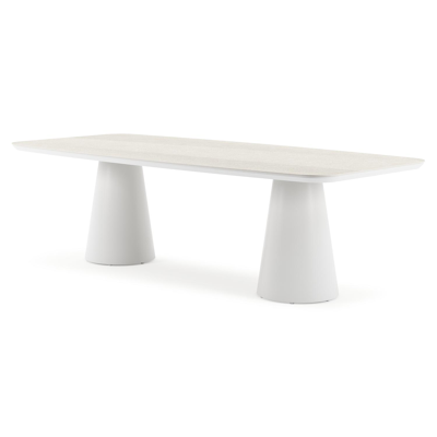 Donato tuintafel in wit aluminium en volkeramiek shilin - L 255 x B 115 x H 74 cm