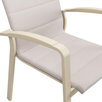 Lioni stapelbare tuinstoel in beige aluminium en beige dubbele luxe textilene