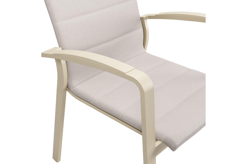 Lioni stapelbare tuinstoel in beige aluminium en beige dubbele luxe textilene