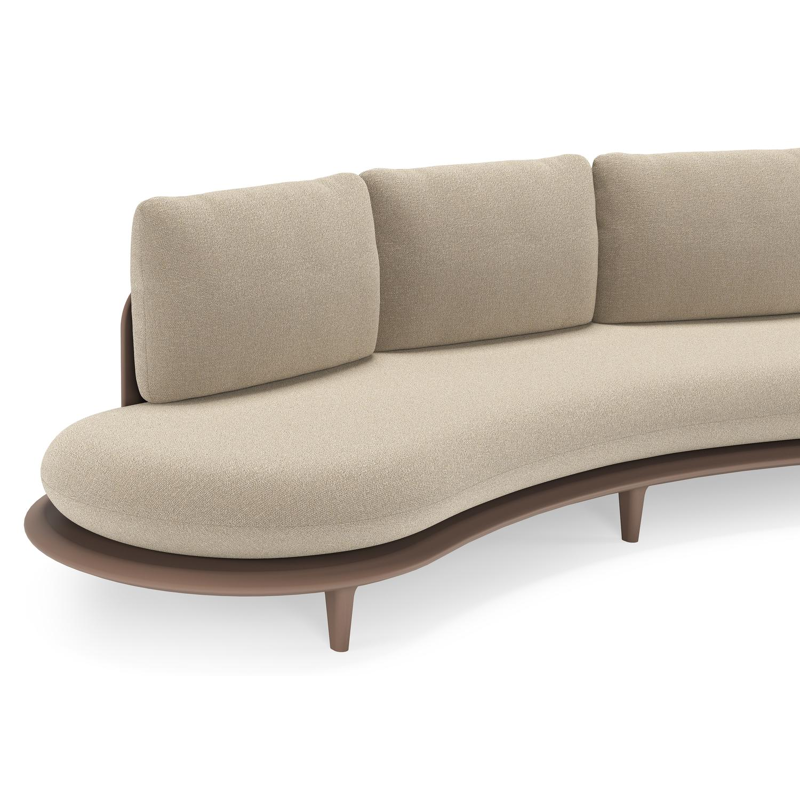 Salon de jardin Bomero en aluminium taupe et coussins en all weather cosytica marbella sand