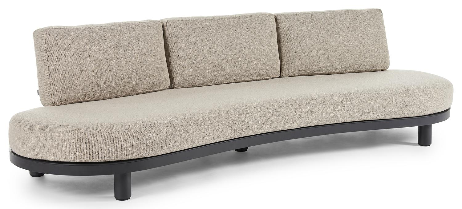 Donato organische loungebank 3-zit in zwart aluminium met marbella beige all weather Casettica kussen