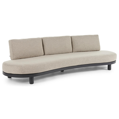 Donato organische loungebank 3-zit in zwart aluminium met marbella beige all weather Casettica kussen