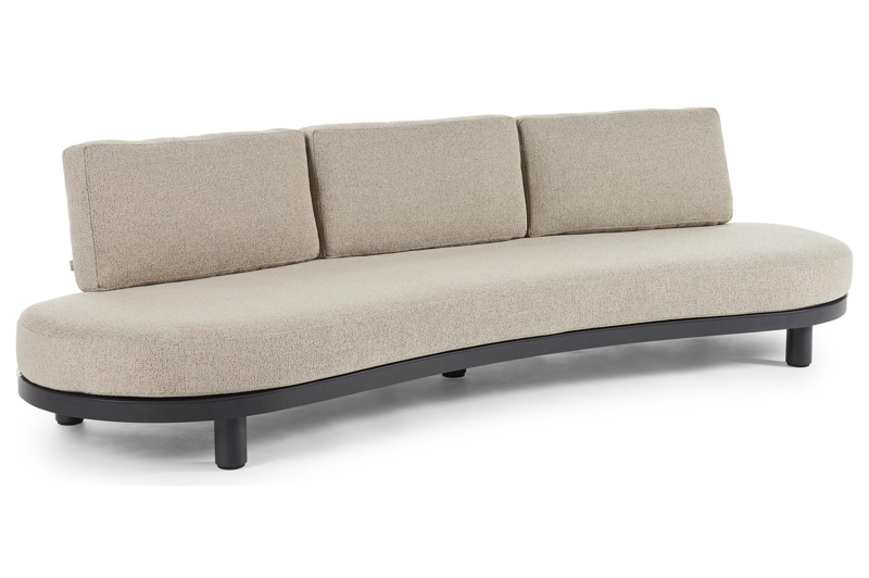 Donato organische loungebank 3-zit in zwart aluminium met marbella beige all weather Casettica kussen