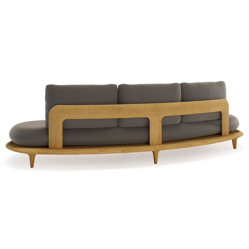 Bomero loungeset in teak met natte carbon beige all weather sunbrella® luxe kussen
